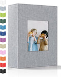 Artfeel Photo Album 4x6 with 100 Pockets,Slip-in Picture Albums,Linen Cover Memory Book with Front Window,White Page Vertical Photo Book for Wedding,Family,Anniversare,Baby,Vacation by Artfeel