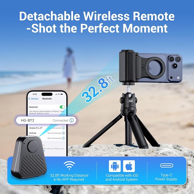 JJC iPhone Camera Grip with Remote, Magnetic Camera Attachment for iPhone | Selfie Grip for iPhone 17 16 15 14 13 12 Pro Max MagSafe Accessories, Ideal for Photography/Fun Shot/Video/Vlog - Image 6