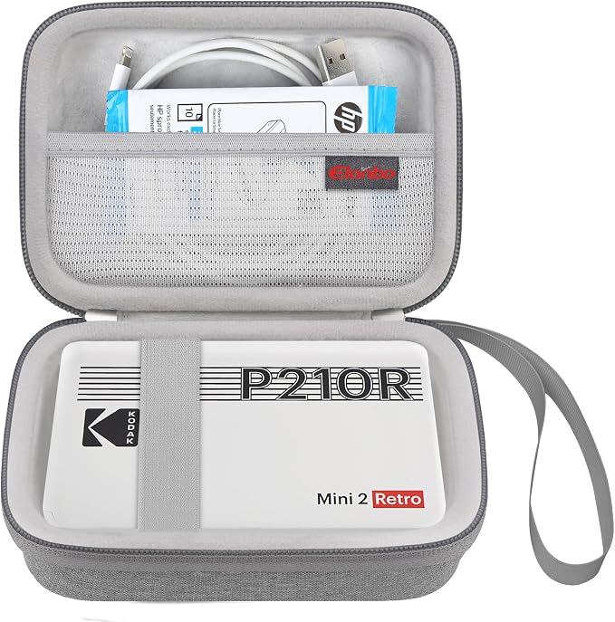 Elonbo Carrying Case for KODAK Mini 2 Retro 2x3” P210R 4PASS Portable Photo Printer/Kodak Mini Shot 2 Retro C210R 4PASS 2-in-1 Instant Digital Camera, Mesh Bag fits Film Cartridge Photo Paper, Grey by Elonbo