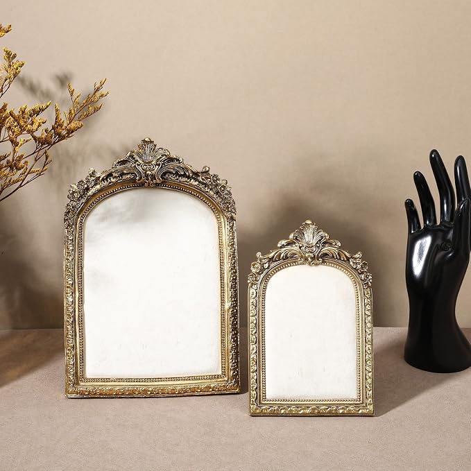 2pcs Gold Resin Jewelry Display Stand,Vintage Jewelry Holder Photo Frame Earring Holder,Velvet Necklace Tray Resin Jewelry Photography Props or Jewelry and Collectibles - Image 5