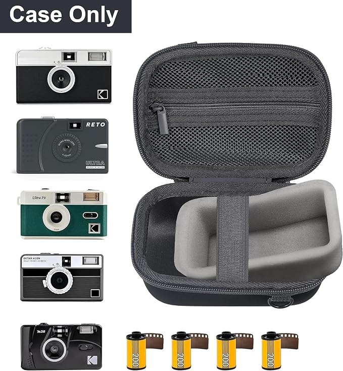 Leayjeen Hard EVA Case for KODAK EKTAR H35 H35N Film Camera - Black | Compatible with KODAK Ultra F9/M35/M38/RETO/Paper Shoot 35mm Camera, EVA Hard Shell, Fits Film Rolls (Case Only) - Image 2