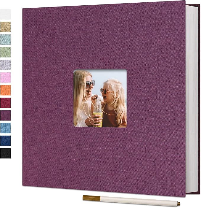 Vienrose Large Photo Album Self Adhesive for 4x6 8x10 Pictures Linen Scrapbook Album DIY 40 Blank Pages with A Metallic Pen | Linen Cover, Scrapbook, Fits 4X6 8X10 Pictures, Metallic Pen Included, Diy by Vienrose