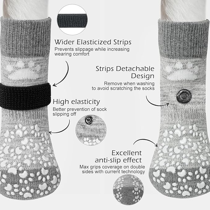 EXPAWLORER Anti Slip Dog Socks to Prevent Licking Paws, Dog Shoes for Hot Pavement, Dog Booties for Small Medium Large Senior Dogs, Traction Control Boots & Paw Protectors for Hardwood Floors - Image 2