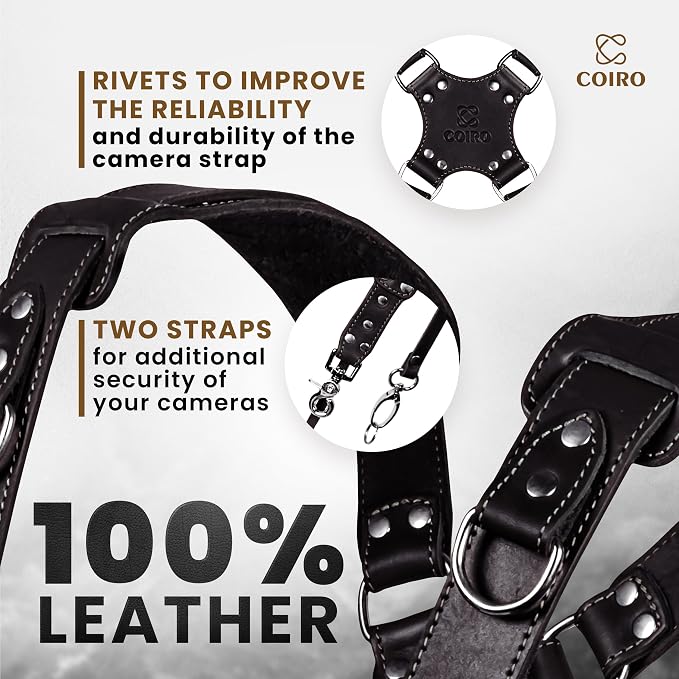 Dual Camera Harness Leather Camera Strap DSLR/SLR, All-Day Comfort - Image 3