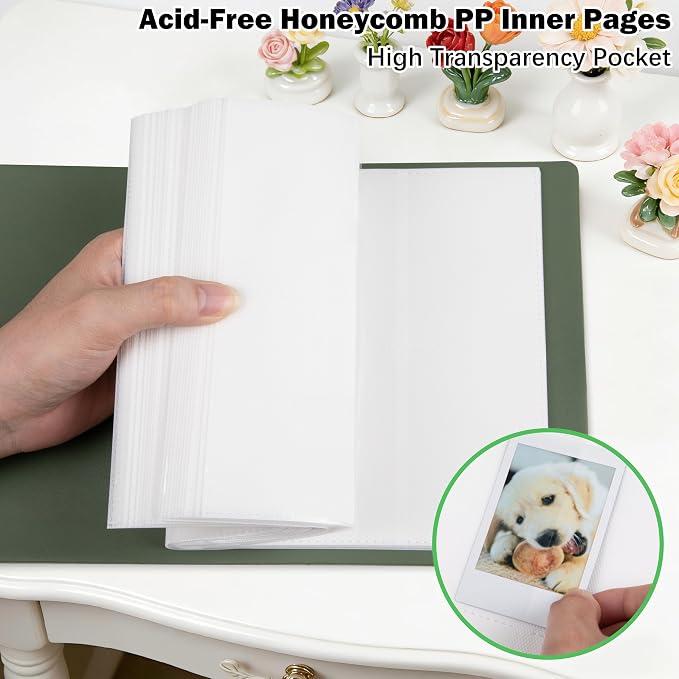 Ruibytree 320 Pockets Album for Instax Mini & Polaroid 2x3" Pictures, Green | Gift-Ready Packaging, PU Leather Cover, Acid-Free Pages, Side-Loading Clear Pockets, Durable Binding, Easy Photo Viewing - Image 7