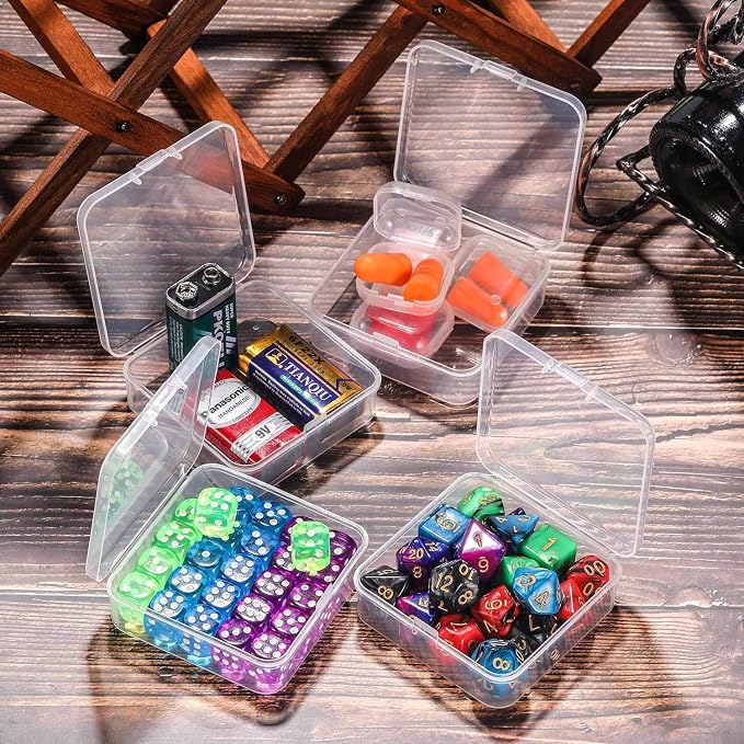 SATINIOR 12 Pack Clear Plastic Beads Storage Containers Box with Hinged Lid for Beads and More (2.9 x 2.9 x 1 Inch) - Image 6