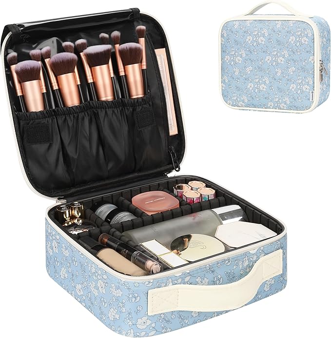 Relavel Travel Makeup Case, Professional Makeup Artist Makeup Bag, Portable Makeup Train Case Organizer with Adjustable Dividers, Cute Cosmetic Bags Birthday Gifts for Girls and Women by Relavel