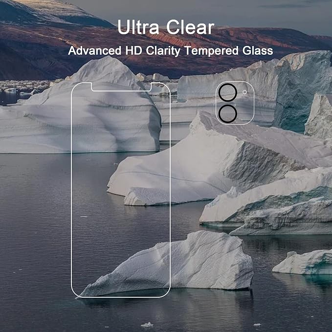 Ailun Screen Protector + Camera Lens Protector for iPhone 12, 2+2 Pack | 6.1 Inch, Tempered Glass Film, HD - Image 4