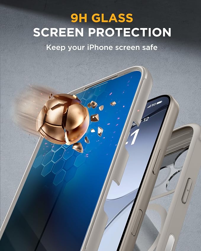 miracase for iPhone 17 Pro Privacy Series Case, Magsafe, Titanium | Built-in Privacy Screen Protector | 360° Full Protection | Colored Bezel & Clear Back | Shock-Absorbent | 6,3 Inch - Image 4