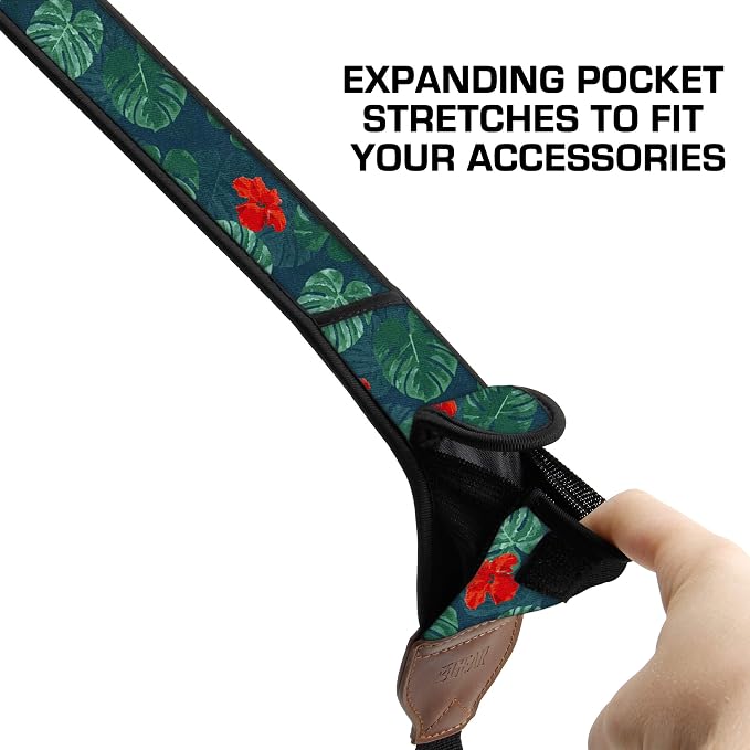 USA Gear TrueSHOT Camera Strap Neoprene Camera Straps - Padded Neck Strap, Pockets, and Quick Release Buckles - Compatible with Canon, Nikon, Sony and More DSLR and Mirrorless Cameras (Tropical) - Image 5