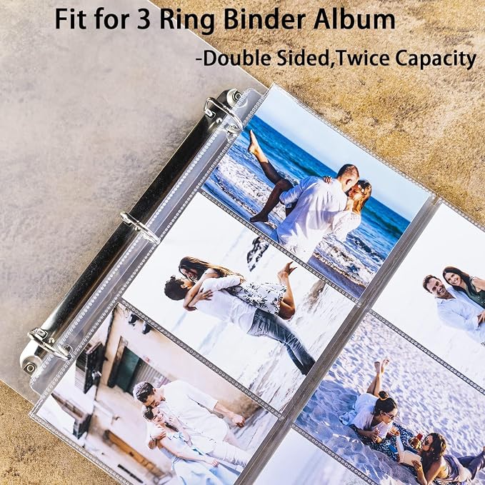20 Pack 4x6" Photo Album Refill Pages, 12x12, 240 Pockets, Double-Sided, Clear, Water/Dust Proof, 3 Ring Binder Compatible - Image 9