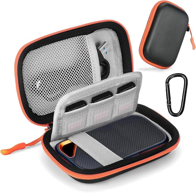 Hard Case for SanDisk Extreme Pro/SanDisk Extreme Portable External SSD 500GB 1TB 2TB 4TB 8TB, Travel Case for External Solid State Drive USB Cable, Protective Cover Storage Bag Fit Memory Card SD by NIFUYOP