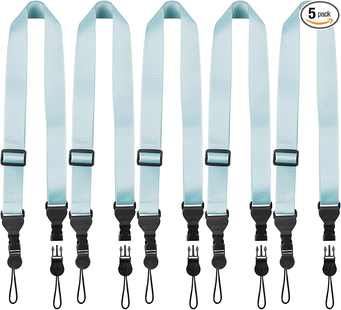 FIEIL 5 Pack Nylon iPad Strap, Adjustable Camera Neck Strap, Comfortable Shoulder Strap for iPad, Cellphone Tablet, Camera, Laptop, Binocular, Luggage Bag(Blue Universal Neck Lanyard) by FIEIL
