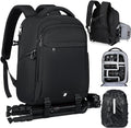 RAINSMORE Camera Backpack Camera Bag for Photographer DSLR SLR Mirrorless Camera Cases with Waterproof Rain Cover & Laptop Compartment Fit 15.6 Inch Laptop,Anti Theft Travel photography backpack,Black by RAINSMORE
