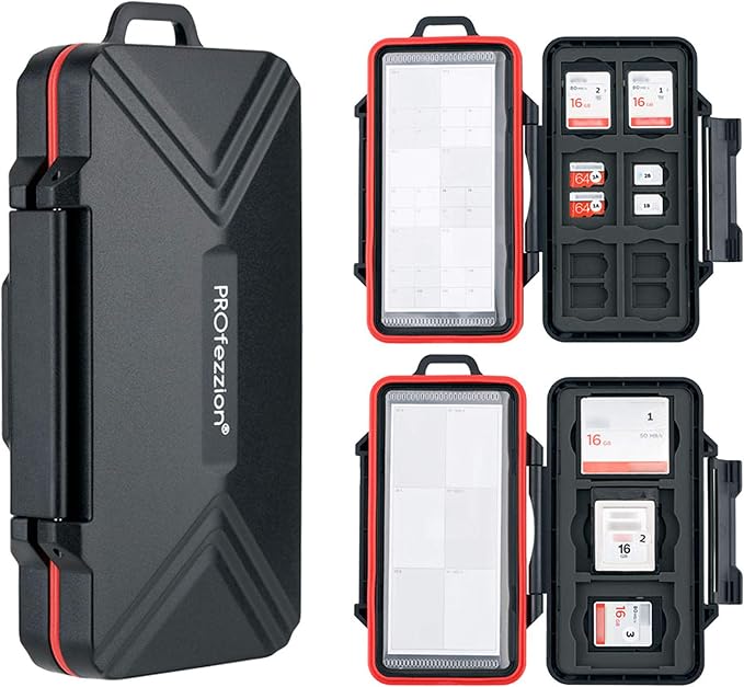PROfezzion Memory Card Holder Case for CFexpress Type B, XQD, CF, SD & TF | 48 Slots Weatherproof, Heavy Duty Hard Shell, Fits CFexpress Type-B, XQD, CF, SD & MicroSD Cards (Not for CFexpress Type-A) by PROfezzion