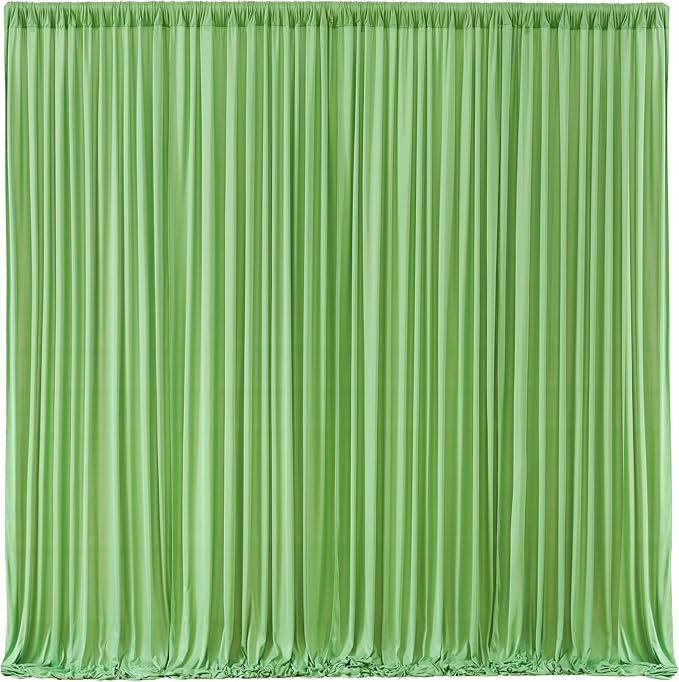 Sage Green Backdrop Curtain 8 Panels-Wrinkle-Free Green Curtains Polyester Photography Drapes for Baby Shower Birthday Party Photo Background Backdrop Stand- 32 X10FT (Sage Green) by WishCare