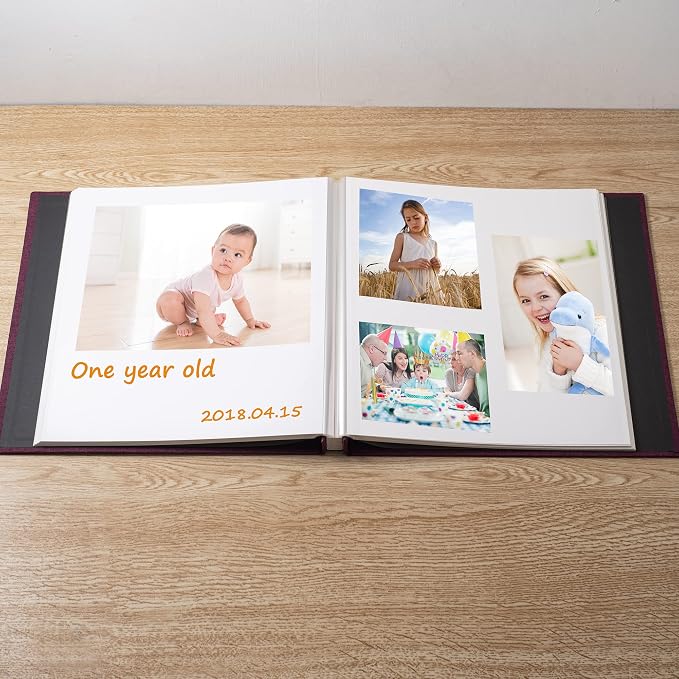 Large Photo Album Self Adhesive Scrapbook Album for 4×6 8×10 Pictures DIY Magnetic Linen Cover Album 40 Pages for Family Wedding Gifts with Metal Pen and Plastic Board - Image 2