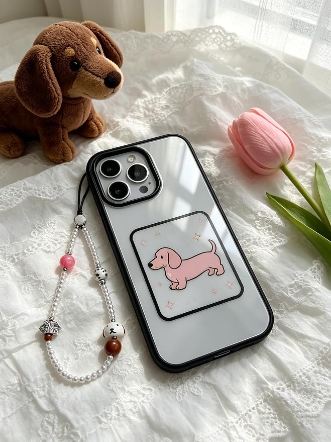 Cell Phone Charm Strap Pearl Beaded Lovely Camera Lanyard Wrist Aesthetic Dog Cute Chain Bracelet String Sweet Handmade Wristlet Accessory for iPhone Samsung All Smartphones Women Girls Cartoon Puppy - Image 8