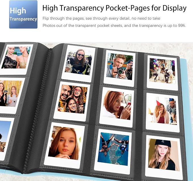 432-Pocket Photo Album For Polaroid 2x3 In Photos Instant Camera | Fit Fujifilm Instax Mini Series, Evo, Liplay Instant Cameras, Photo Book For Birthday, Anniversary, Families Memories, Blue - Image 8
