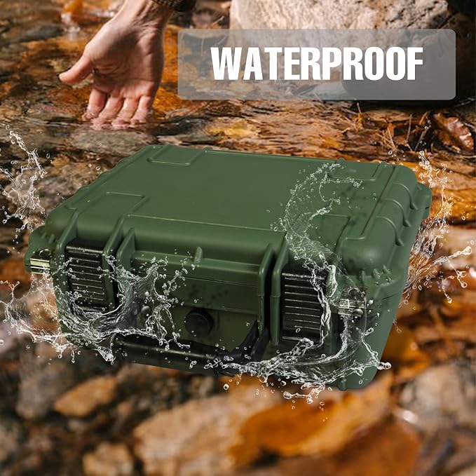 Jack Boss 14x 11.5x 6.5 Inch Hard Case, Portable Weather Waterproof Protective Camera Case with Customizable Foam, Fit Use of Drones, Camera, Equipments, Green - Image 4