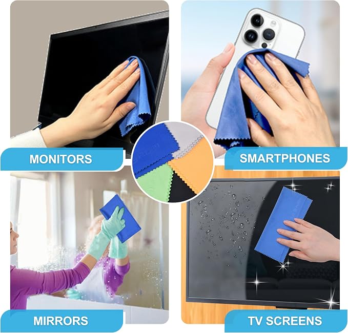 Eco-Fused Microfiber Cleaning Cloth - 12x12 Inch Microfiber Cloth - Pack of 20 Large Cleaning Cloths - Microfiber Cleaning Cloth for Electronics and Monitors - Image 5