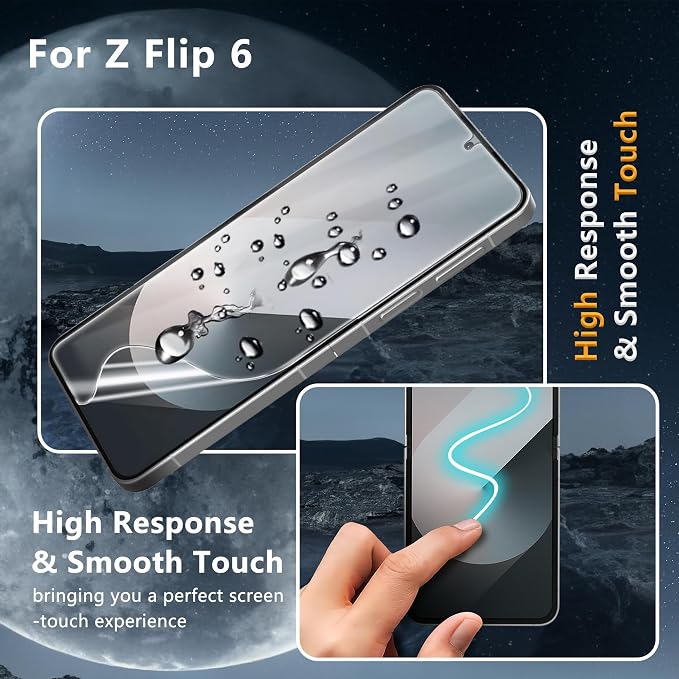 2 Pack for Samsung Galaxy Z Flip 6 / Z Flip 7 FE Screen Protector | 2 Pack Front Tempered Glass With Installation Frame,Support Fingerprint Unlock, Touch Sensitive, Anti-Scratch, Case Friendly - Image 7
