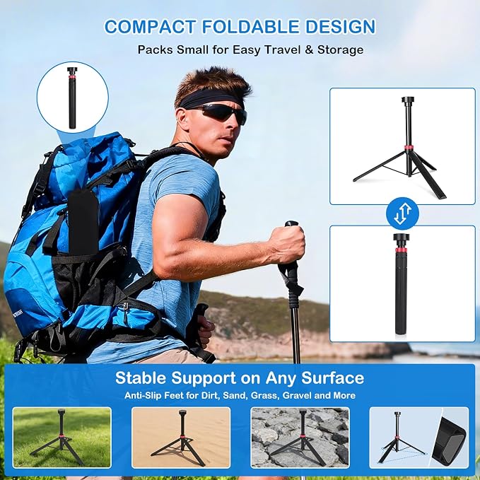 Portable Starlink Mini Tripod Stand, 0.72 lb Lightweight Ground Mount | Ultra-Light, Packable, Wind-Resistant, Aviation Aluminum, Anti-Slip Feet, for Backpacking RV Travel - Image 5