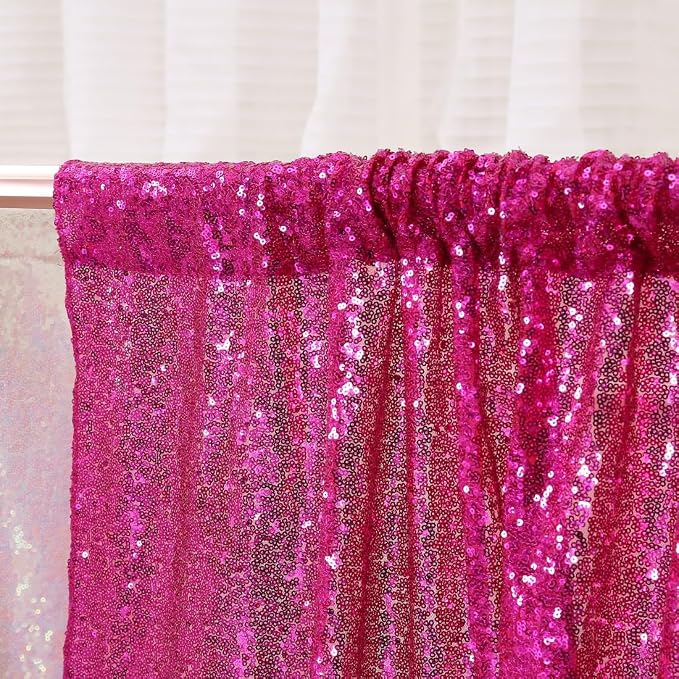 Poise3EHome 6FT x 8FT Sequin Photography Backdrop Curtain for Party Decoration, Hot Pink - Image 3