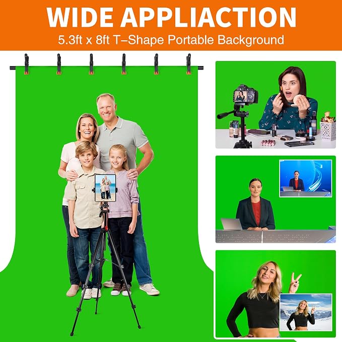 Forlogic Portable T-Shape Backdrop Stand Support Kit 8x7.2ft, Adjustable Photo Green Screen Back Drop Stand for Party, Photography Videography Studio (8×7.2Ft) - Image 9
