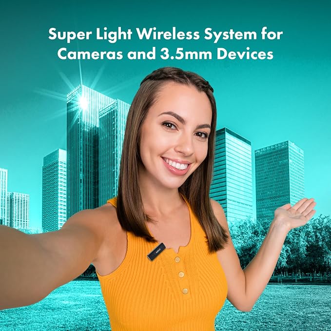Movo Wireless Mini Camera Microphone for Video Recording- 2.4Ghz Wireless Transmitter with Clip on Lavalier Microphone for DSLR, Mirrorless Camera- Compact Lapel Mic (164FT Range, 10-Hr Battery Life) - Image 2