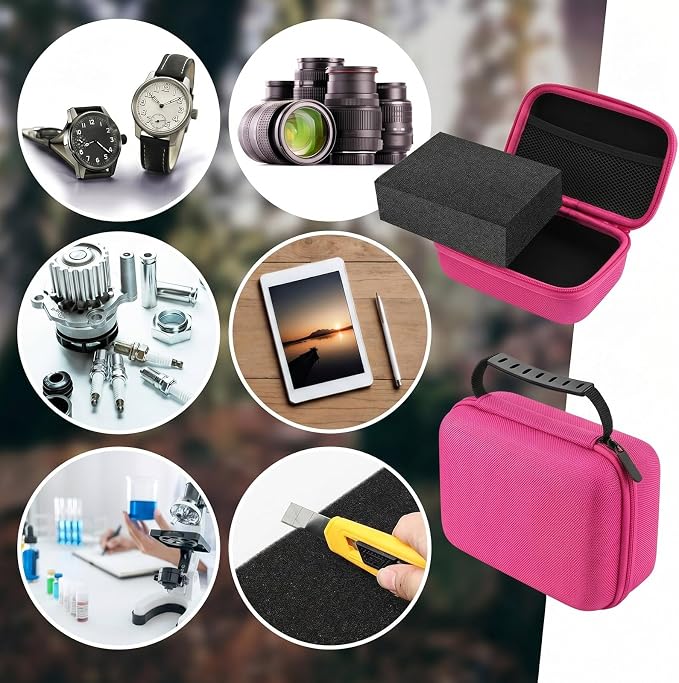 Relaxweex Hard Case with Foam, 7.8 X 6.3 X 3.5 Inch, Fuchsia | EVA Waterproof Shockproof Case, Customizable Foam for Camera Electronics Instruments, Digital Products, with Knife - Image 7