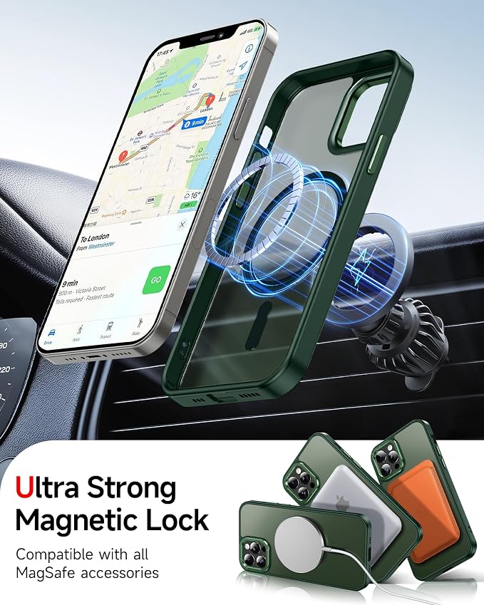 LeYi for iPhone-12-Pro-Max Case Green:[ Screen Protector X2+ Camera Lens Cover X2] Compatible with Magsafe i Phone 12Pro Promax Magnetic Fundas para iohone 12 Pro Max Protective Women Men, Green - Image 2