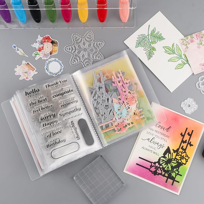 A6 Clear Sticker Photo Storage Album, Stamp Cutting Dies Storage Book Organizer Folder,40 Pages Clear Die & Stamp Storage Bag Transparent Plastic Folders for Cutting Dies Stencil Embossing Crafts - Image 4