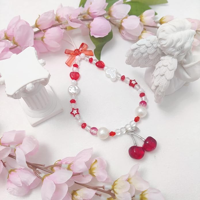 cioatu Phone Charms Cute Cherry Butterfly Cell Phone Lanyard Strap Wrist Strap for Bag Airpods Camera Pendants Decor - Image 2
