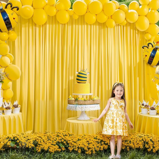 Yellow Backdrop Curtains-Wrinkle-Free Polyester Photography Drapes Party Curtain Background for Baby Shower Wedding Decorations- 8 X10FT (Yellow) - Image 6