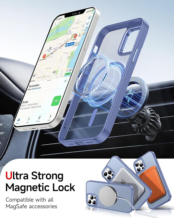 LeYi for iPhone-12-Pro-Max Case Blue: Compatible with Magsafe [ Screen Protector X2+ Camera Cover X2] i Phone 12 Promax Cases Funda para12Pro Max Magnetic Protective Heavy Duty Slim, Light Blue - Image 3
