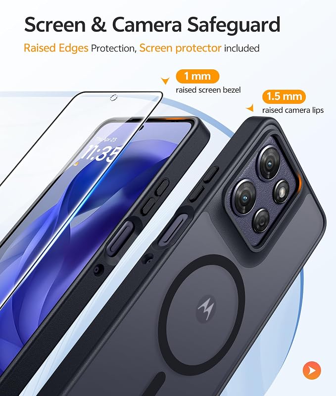 FNTCASE for Motorola Moto G Power 2026/2025 Case, Screen Protector, Black | Translucent Matte Magnetic Back, 14FT Military Grade Drop Protection, Shockproof Protective Phone Cover - Image 4