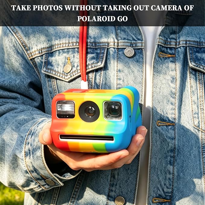 Silicone Case for Polaroid Go/Go Gen 2 Instant Camera, Rainbow | Protective Cover for Polaroid Go, Soft Silicone Case, Travel Cover Storage Bag, Wrist Strap, All-Round Protection, No Camera - Image 6