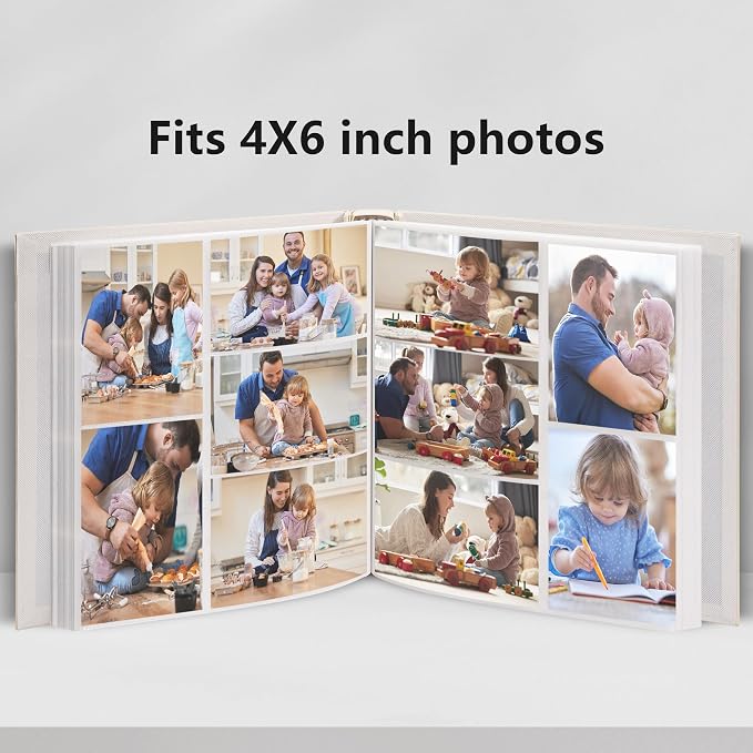Vienrose 4x6 Photo Album Holds 800 Photos Vegan Leather Beige | Vertical horizontal pockets, Beige, Large capacity, Family Wedding Baby Travel - Image 3