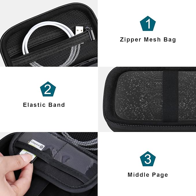 Canboc Hard Case for HP Sprocket Portable 2x3 Inch Instant Photo Printer | Zipper Mesh Pocket fits Photo Paper and Cable, Black - Image 5