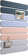 Fluxynara 13" x 2" Felt Wall Panels, Heather Grey | 8-Pack Includes 50 Push Pins and Adhesive Tabs for Photos, Notes and Decor in Bedroom Doors, Home Office or Studios by FLUXYNARA