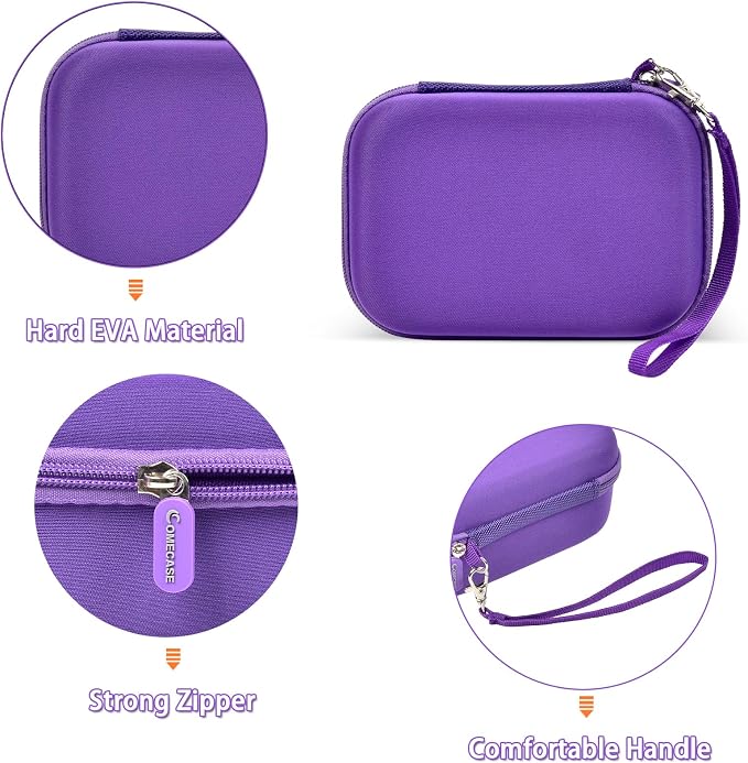 Comecase USB Flash Drive Case, Holds 44 USB Drives and 9 SD Cards | Pre-Cut Foam Fits Mixed Drive Sizes Flash Drive; EVA Shell Protects Data on the Go, Purple, Large, Case Only - Image 4