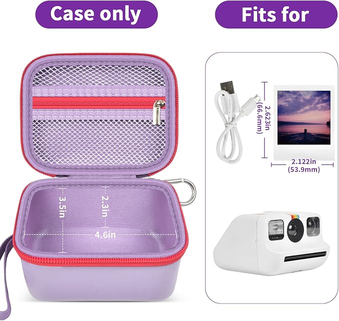 ANKHOH Case for Polaroid Go Gen 2/3, for Polaroid Go 9035/9071/9070 | PU shell with padded interior and removable wrist strap stores film, photos and cables, Case Only - Image 4