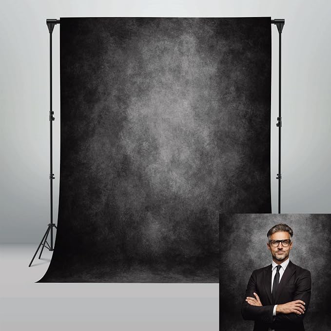8x10ft Black Backdrop for Photoshoot Headshot Backdrop Gray Portraits Photography Backdrops Soft Fabric Abstract Picture Curtains Photo Backdrop - Image 3