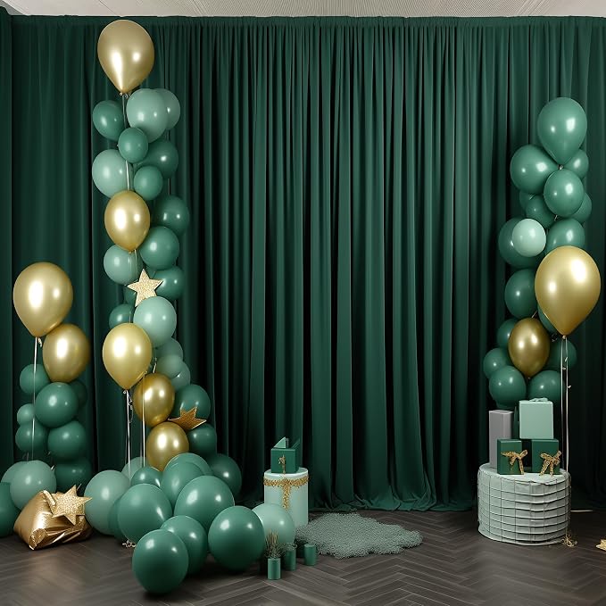Hunter Green Backdrop Curtain-Wrinkle-Free Polyester Fabric Green Photography Curtains for Wedding Party Photo Background Decorations- 8 X10FT (Hunter Green) - Image 3