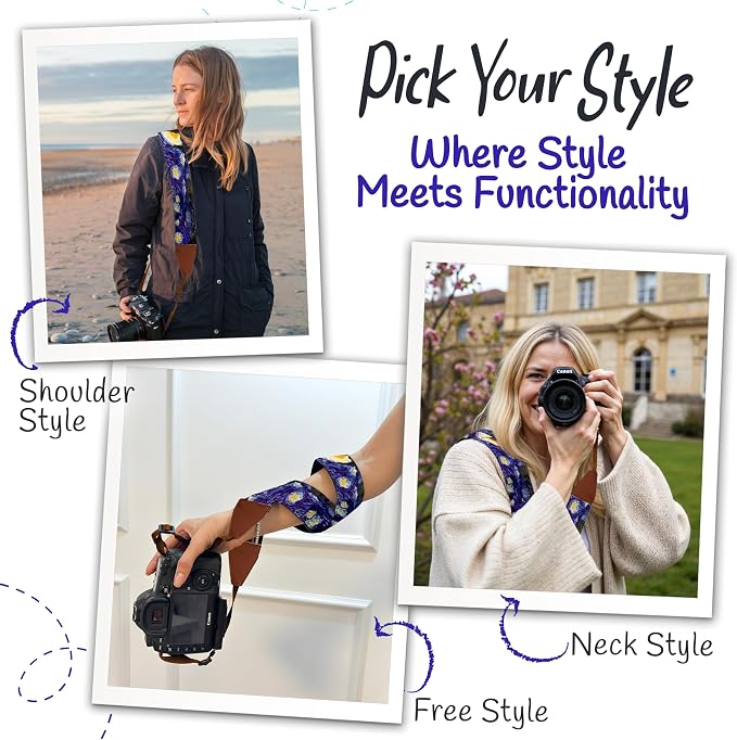 Art Tribute Camera Strap - Shoulder, Crossbody & Neck Camera Strap for Photographers, Fits All Cameras, Canon Nikon Sony Fujifilm, Padded Strap W/Quick Release, Leather Ends, Van Gogh Starry Night - Image 6