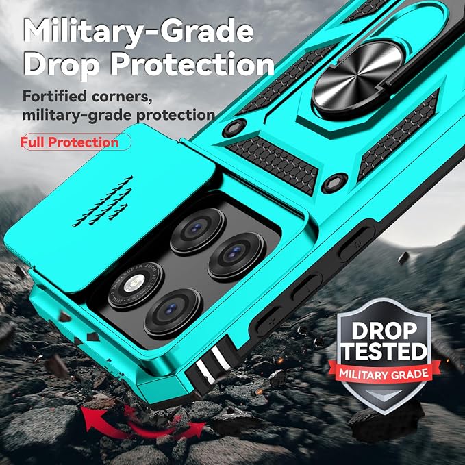 SunStory Compatible with Motorola Moto Edge 2026 Case with HD Screen Protector & Slide Camera Cover & Rotated Ring Kickstand, [Military-Grade] Phone Case for Moto Edge 2026,Teal - Image 6