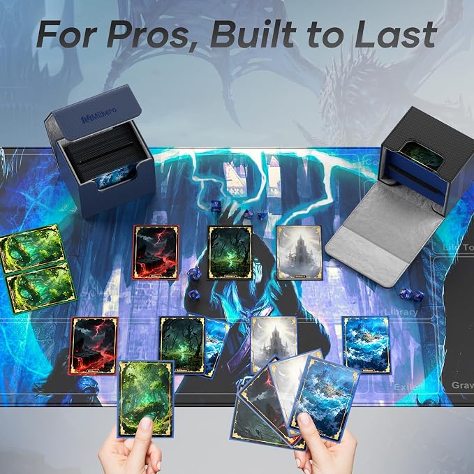 Mlikero Card Deck Box, Commander Deck Box Holds 100+ Double-Sleeved Cards with 2 Dividers, Leather Magnetic Closure Card Box Fit for MTG, TCG (Blue) - Image 6