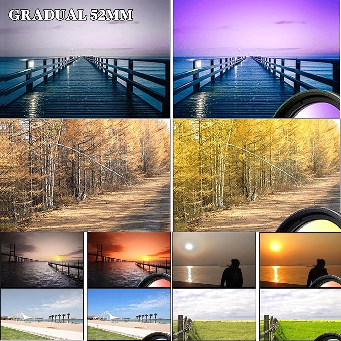 10 in 1 Phone Camera Lens Kit, 52mm Clip-on Glass CPL Polarizing Lens for iPhone with 10 x Macro Lens, 7 Color Lens Filters and CPL Filter - Image 2
