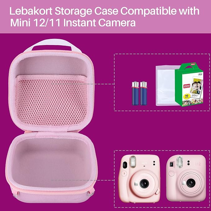 Lebakort Storage Case Compatible with Fujifilm Instax Mini 13/12 / 11 Instant Camera (Lilac Purple Case) - Image 3